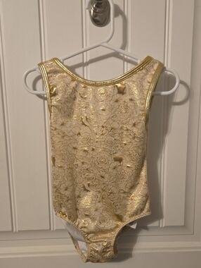 Disney Belle Metallic Gold Floral Girls' One-Piece Bodysuit